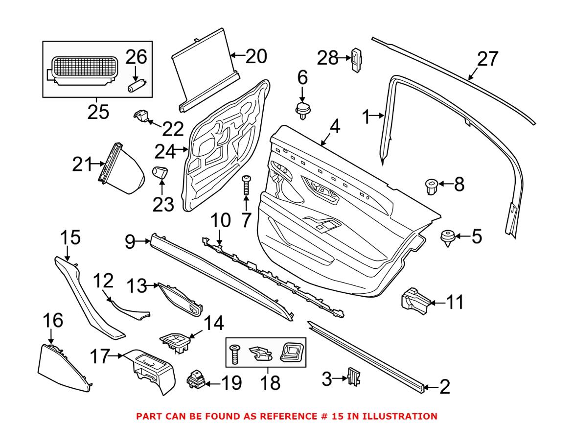 BMW Interior Door Pull Handle = Rear Driver Side 51417225851